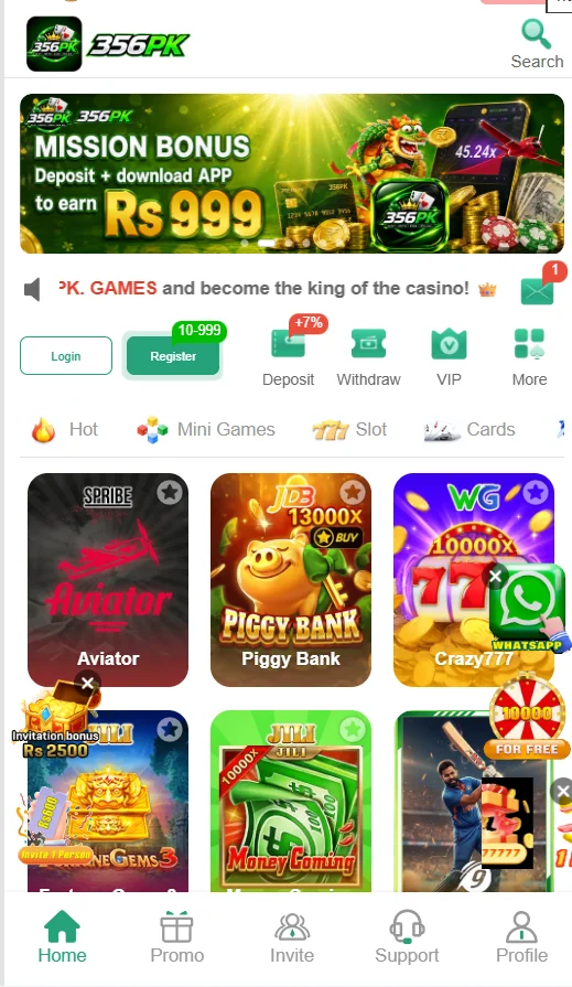 356pk game apk official dashboard screenshot prove for pakistani users